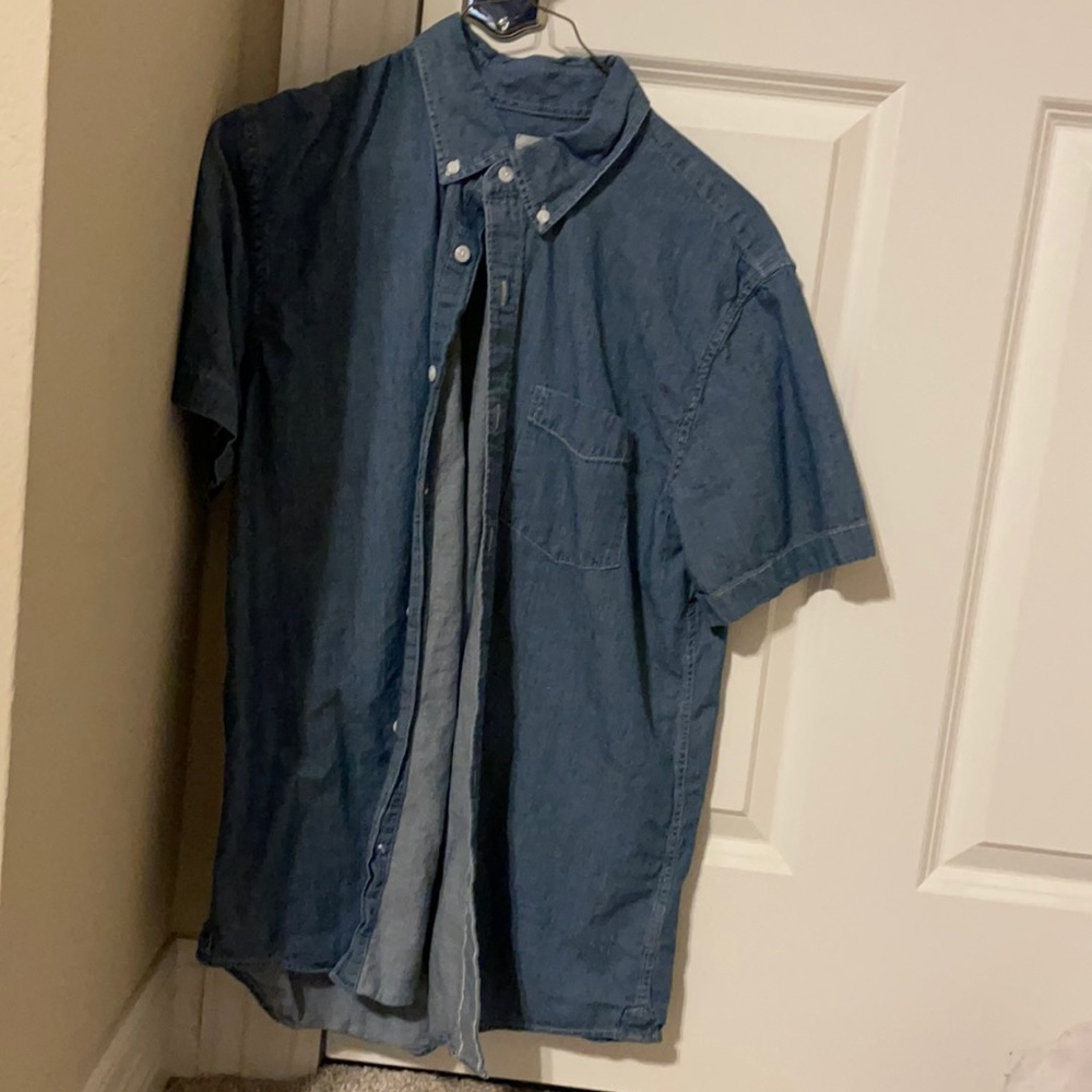 American eagle denim button up shirt